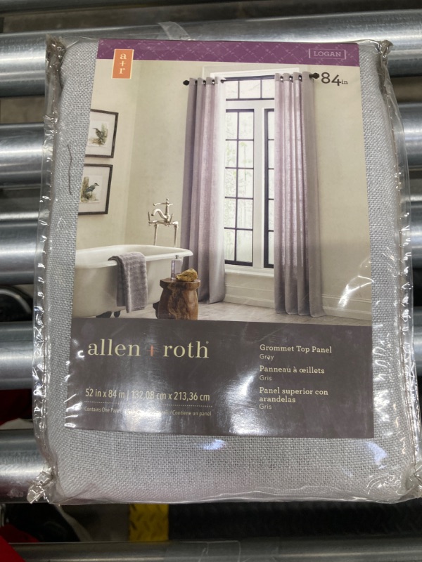 Photo 4 of allen + roth 84-in Grey Light Filtering Grommet Single Curtain Panel BUNDLE PACK OF 4