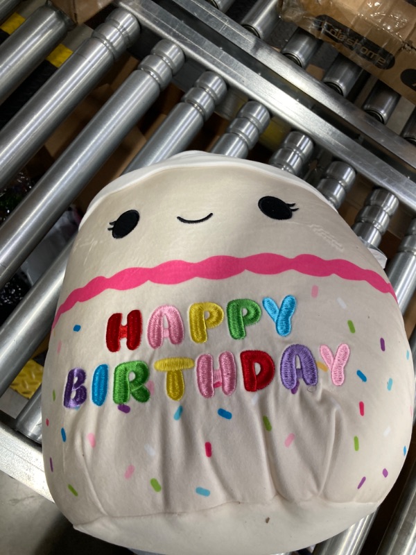 Photo 2 of Squishmallows Original 14-Inch Lyla Vanilla Birthday Cake with Rainbow Sprinkles Embroidery - Official Jazwares Large Plush Vanilla Cake