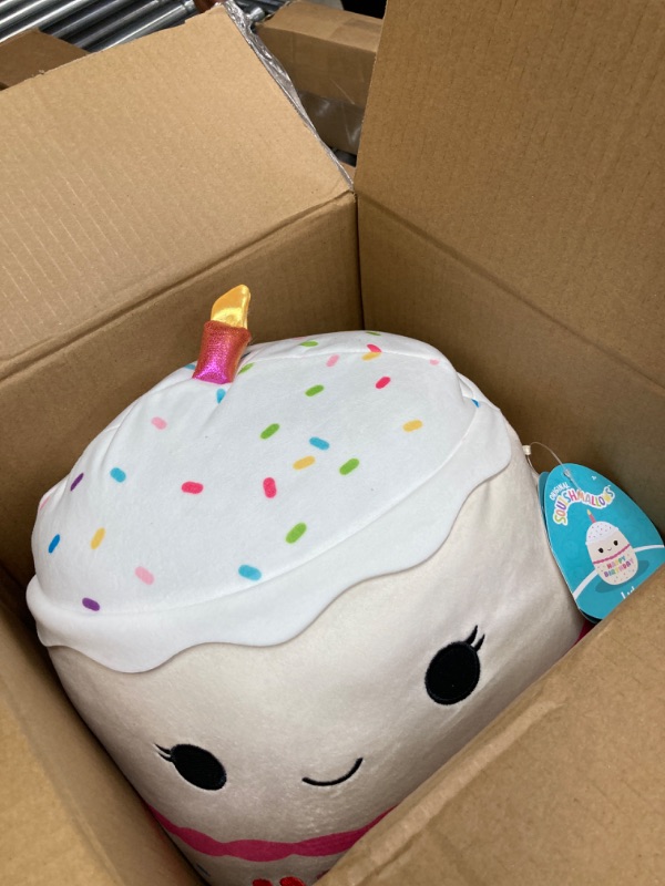 Photo 3 of Squishmallows Original 14-Inch Lyla Vanilla Birthday Cake with Rainbow Sprinkles Embroidery - Official Jazwares Large Plush Vanilla Cake