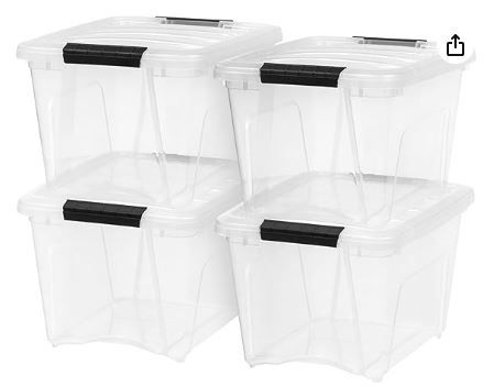 Photo 1 of Stackable Plastic Storage Bins with Lids, 4 Pack