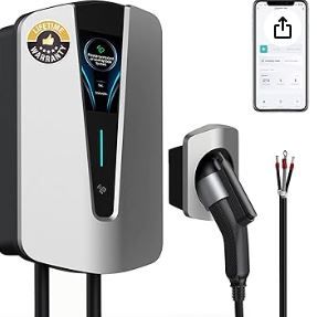 Photo 1 of EV CHARGER Q-SERIES ELECTRIC VEHICLE AC CHARGING POST Level 2 Electric Vehicle Charger,48Amp/240V, 25ft Cable FCC/UL Indoor/Outdoor J1772 EV Car Charging Station w/App Control, WiFi Enabled (Gray/Hardwire)