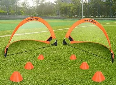 Photo 1 of WIn SPORTS Foldable Pop Up Soccer Goal Pro 2 Portable Soccer Nets with Carrying Case and Training Cones,Practice in Backyard,School,Kids and Adults,Choose from 2.5', 4' Sizes