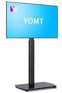 Photo 1 of YOMT Universal TV Floor Stand with Apple TV/Roku Ultra Mount for 27-65 Inch LCD LED OLED TVs, Swivel Height Adjustable and Space Saving Design for Corner Bedroom Living Room, Black