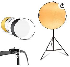 Photo 1 of Selens 24inch Photography Reflector Stand Kit, 5-in-1 Collapsible Reflector Disc, 6.5ft Light Stand and Reflector Clamp Holder for Photo Video Studio Lighting and Outdoor Lighting 24in Reflector Stand Kit