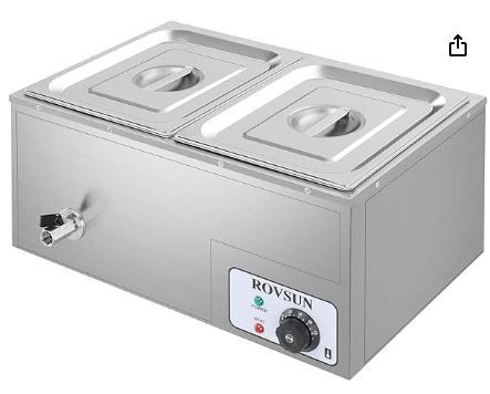 Photo 1 of 2-Pan Commercial Food Warmer Buffet Electric Steam Table Stainless Steel Bain Marie 21Qt Food Warmer for Parties Catering and Restaurants 2-Pan 21Qt