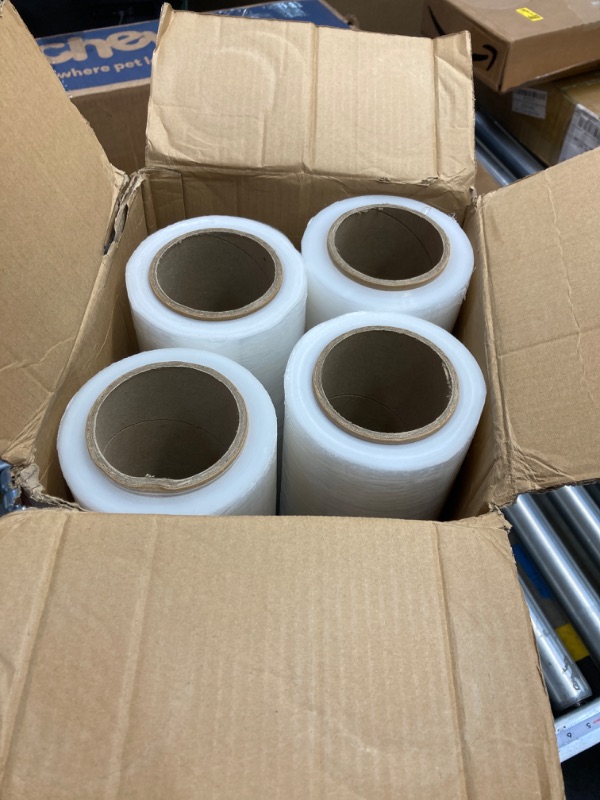 Photo 3 of ACYPAPER, 18" Stretch Film/Wrap 1500 feet 80 Gauge Industrial Strength, up to 800% Stretch 20 Microns Clear Cling Durable Adhering Packing Moving Packaging Heavy Duty Shrink Film (4 Rolls/Box)