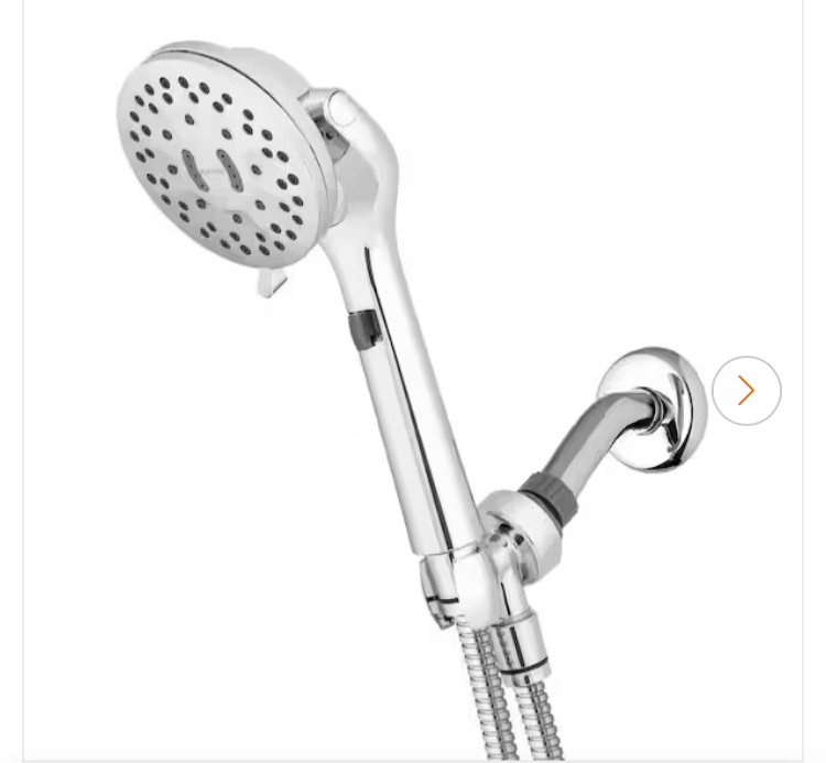 Photo 1 of 5-Spray Patterns 4.25 in. Single Wall Mount Adjustable Shower Care Handheld Shower Head 1.8 GPM in Chrome
