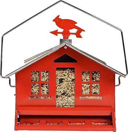 Photo 1 of 
Perky-Pet 338 Squirrel-Be-Gone II Country House Bird Feeder with Weathervane, 8 lb, Red, 14W x 11.3D ins.