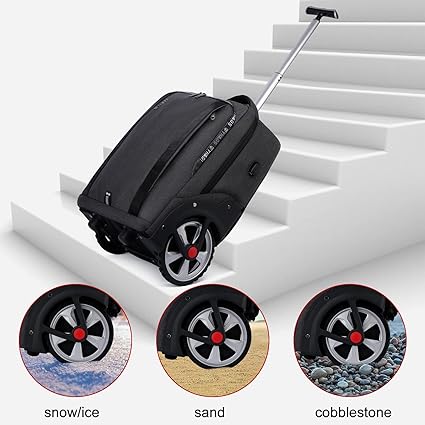 Photo 1 of Rolling Backpack, Travel Backpack with Wheels, Rolling Backpack for Women Men, Carry on Luggage with Rolling Laptop Backpack for Work, Fit 17.3 Inch Notebook (Black)