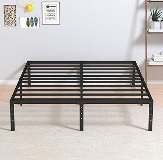 Photo 1 of 14 Inch Metal Bed Frame Queen Size No Box Spring Needed, Heavy Duty Platform Support Up to 3000 lbs, Easy Assembly, Noise Free, Black