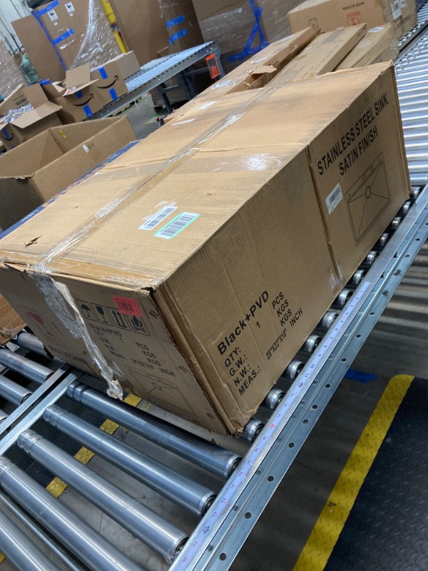 Photo 1 of 28 Inch Balck Drop In Kitchen Sink With Waterfall Faucet SOMRXO 28×22 Workstation Kitchen Sink Drop In 16 Gauge Gunmetal Black Stainless Steel Kitchen Sink Sinlge Bowl Kitchen Sink With Faucet Combo 28"(L) x 22"(W) x 10"(D) Gunmetal Black?Waterfall?