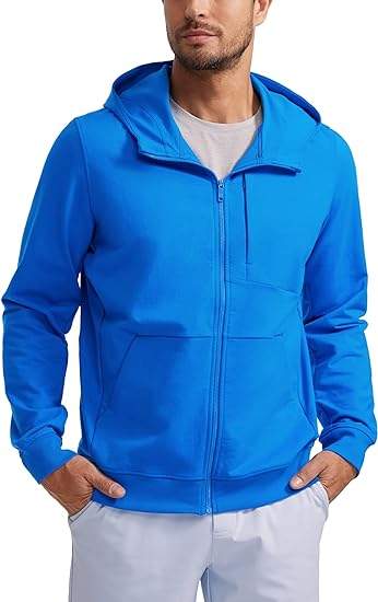 Photo 1 of CRZ YOGA Men's Cotton Zip-up Hoodie Thick Terry Essentials Athletic Casual Hoodies Zip Hooded Jackets Sweatshirt with Pockets
