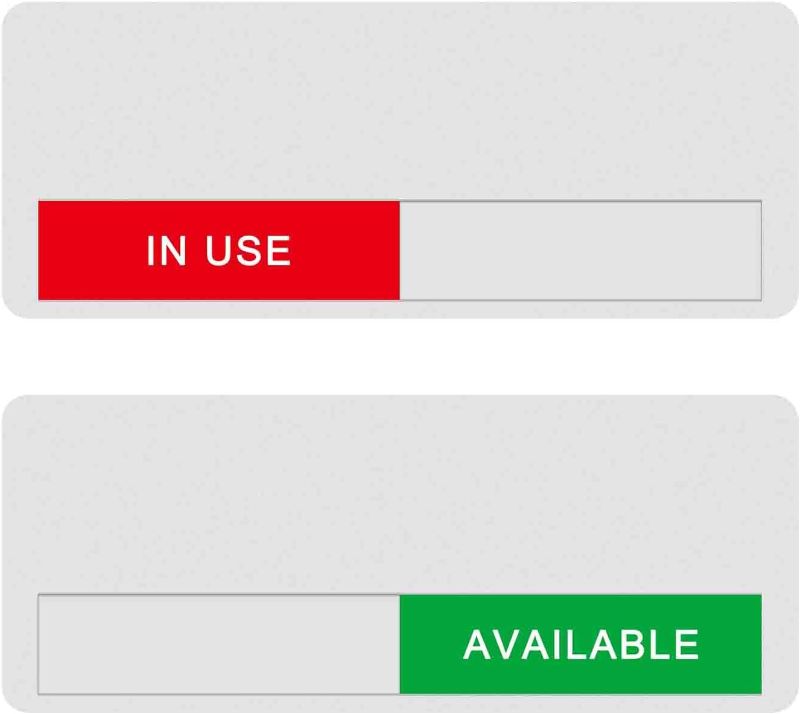 Photo 1 of check photos
In Use or Available Sign for Home Office Hotles Hospital Restroom, Vacant Occupied Slider Door Sign Tells Whether Room in Use or Available, 6.7'' x 2'' In Use or Available Sign-6.7'' x 2''