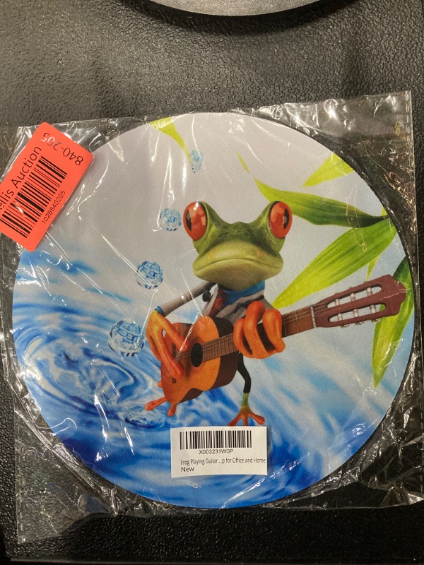 Photo 2 of Frog Playing Guitar Round Non-Slip Mouse Pad with Personalized Design Suitable for Desktop, Computer, PC and Laptop for Office and Home