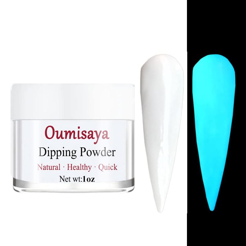 Photo 1 of OUMISAYA Glow in the Dark Nail Dip Powder Light Pink Colors 1OZ(fl.oz) GL082, Fluorescent Nail Dipping Powder for Pink French Nail Art
