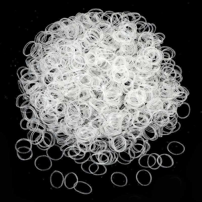 Photo 1 of *Bundle Items 4 Pack* 2000 PCS Hair Bands, Clear Elastic Hair Band, Mini Hair Rubbers Ties for Girls Ponytail Hair Accessories, Soft Elastic Bands Non-Slip Small Hair Ties