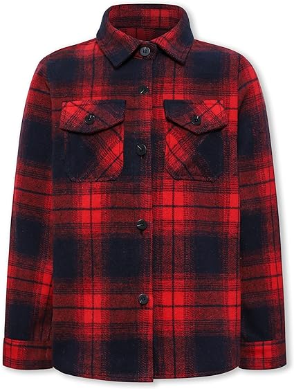 Photo 1 of SANGTREE Boy's Button Down Shirts Casual Long Sleeve Plaid Shirts, Red 9-10 Year