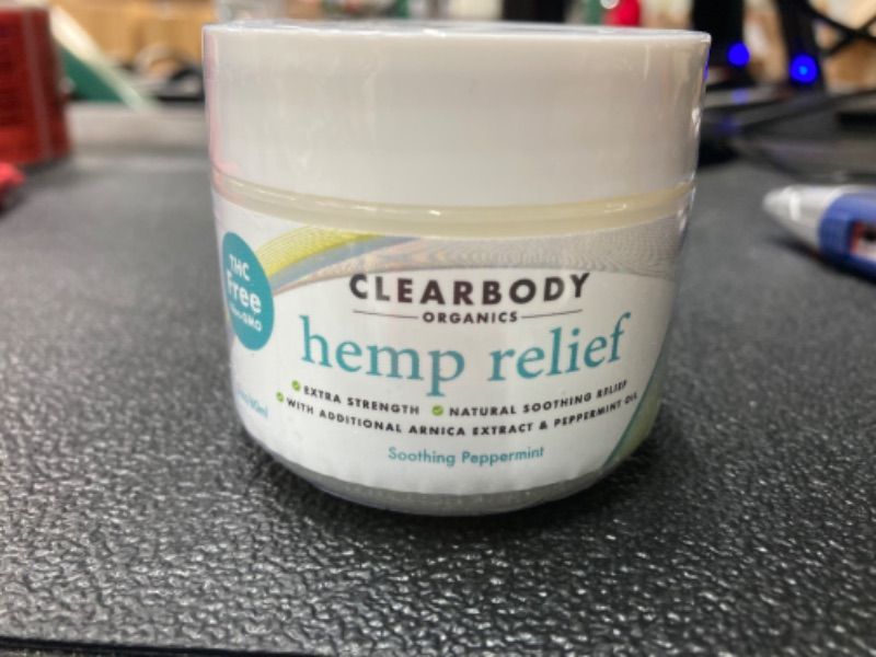 Photo 1 of *STOCK PHOTO FOR REFERENCE* Clearbody Organics - USA Made Hemp Cream Maximum Strength - Soothe Discomfort in Your Back, Muscles, Joints, Neck, Shoulder, Knee, Nerves - Natural Peppermint and Soothing Arnica Extract 2 Fl Oz (Pack of 1)