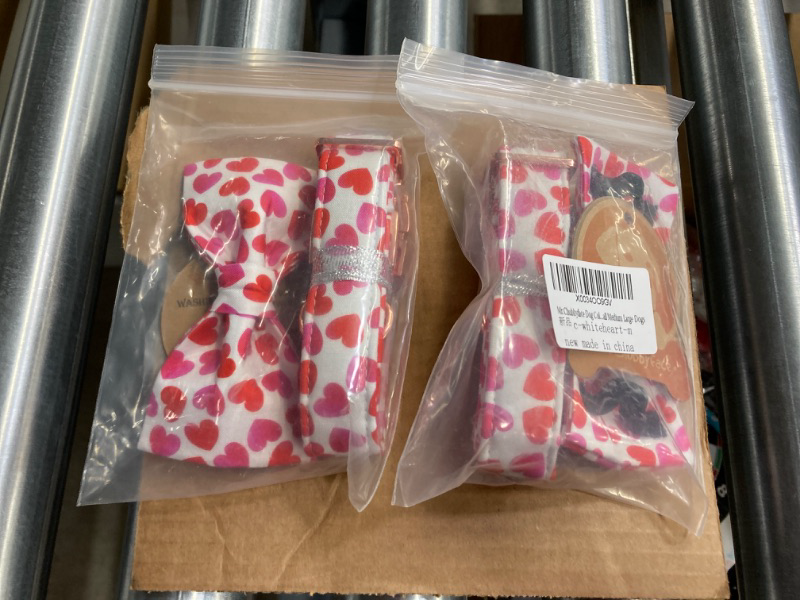 Photo 1 of *Bundle Items 2 Pack* MR. CHUBBYFACE Valentines Day Dog Collar with Dog Bow Tie, Adjustable Dog Collar Cute Boy Girl Dog Collars for Small Medium Large Dogs Medium 