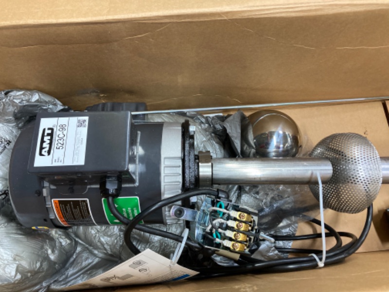 Photo 1 of *BROKEN PIECE & CRACK CASE* AMT Pump 523C-98 Industrial/Commercial Sump Pump, Stainless Steel, 1/2 HP, 1 Phase, 115V, Curve B, 1-1/2" NPT Female Discharge Port 523c-98 1 Phase 65 Gallons Per Minute 1-1/2" NPT Female Discharge Port