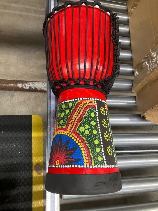 Photo 3 of AIMEIS Djembe Drum,10'' x 20'' Hand Painted Pattern African Drum Mahogany Goatskin Drumhead Musical Instrument Gift for Adults kids Beginners 10"Painted Djembe