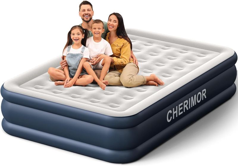 Photo 1 of Air Mattress Queen with Built in Pump, 18 inch High Thicken Sturdy Inflatable Mattress for Guests & Home, 3 Mins Inflatable, Waterproof Blow up Mattress with Carry Bag, Air Bed for Camping
