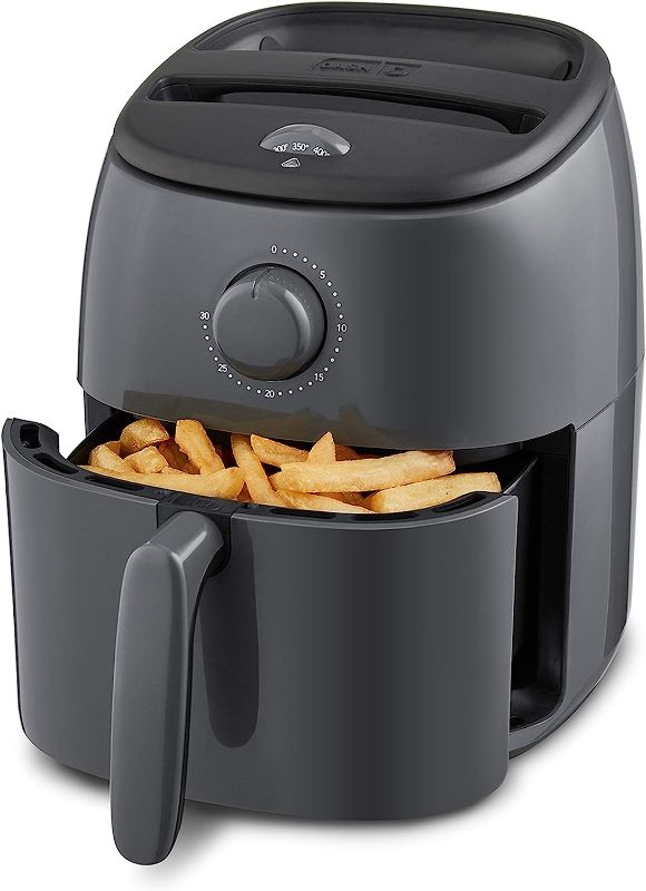 Photo 1 of DASH Tasti-Crisp™ Electric Air Fryer Oven, 2.6 Qt., Grey – Compact Air Fryer for Healthier Food in Minutes, Ideal for Small Spaces - Auto Shut Off, Analog, 1000-Watt