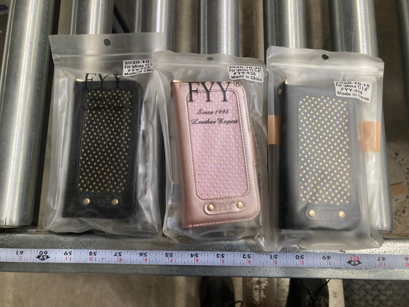 Photo 1 of *BUNDLE ITEMS 3 PACK* FYY Case Compatible for iPhone 12 Mini 5G 5.4", [Kickstand Feature] Luxury PU Leather Wallet Case Flip Folio Cover with [Card Slots] [Wrist Strap] [Note Pocket] for iPhone 12 Mini 5G 5.4" 