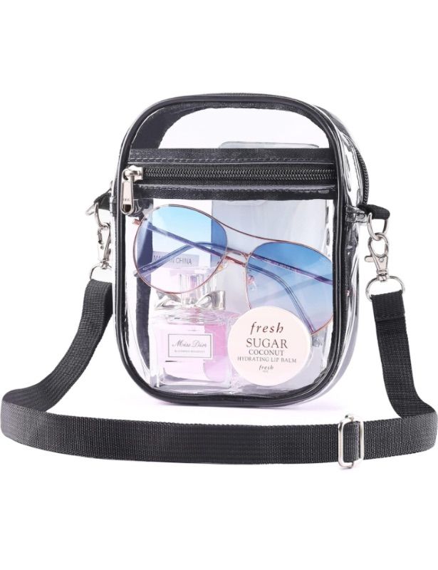 Photo 1 of *BUNDLE ITEMS 2 PACK* Mossio Clear Crossbody Bag Stadium Approved, Transparent Messenger Shoulder Bag for Concert, Beach, Travel & Sporting