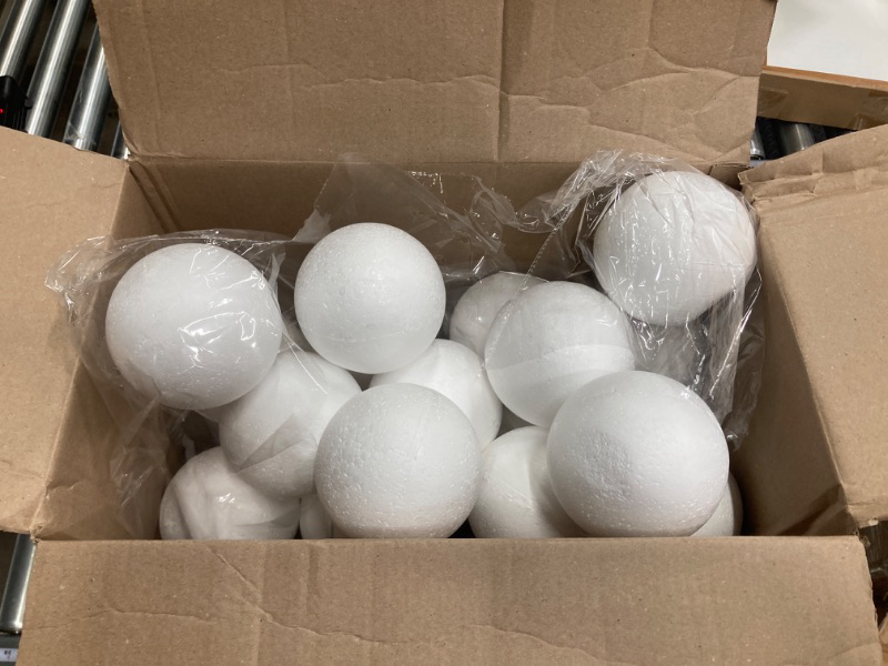 Photo 2 of 2 PACK - 4 Inch Foam Balls for Crafts - 12 Pack Round White Polystyrene Spheres for DIY Projects, Ornaments, School Modeling, Drawing