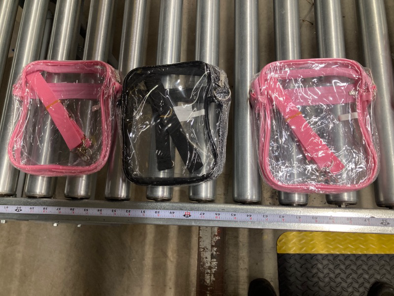 Photo 1 of *BUNDLE ITEMS 3 PACK* Mossio Clear Crossbody Bag Stadium Approved, Transparent Messenger Shoulder Bag for Concert, Beach, Travel & Sporting Pink & Black