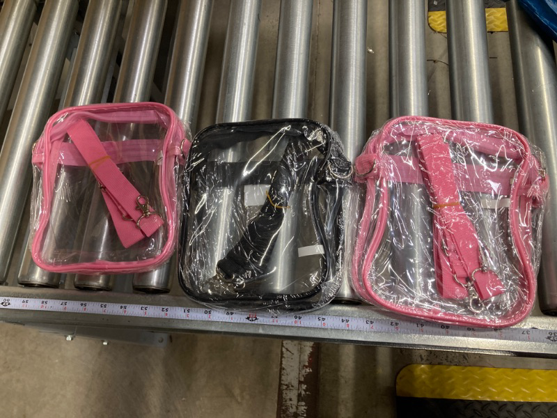 Photo 2 of *BUNDLE ITEMS 3 PACK* Mossio Clear Crossbody Bag Stadium Approved, Transparent Messenger Shoulder Bag for Concert, Beach, Travel & Sporting Pink & Black