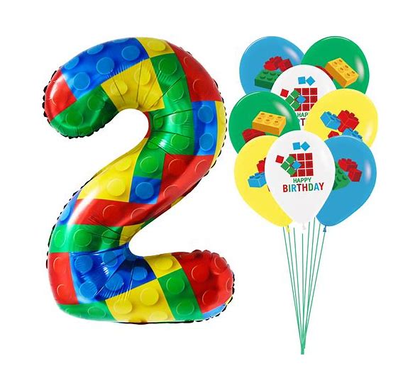 Photo 1 of Stcomart Building Block Number 2 Balloons With Latex Balloons, Colorful 2nd Birthday Decorations for Boys Girls (PACK OF 2)