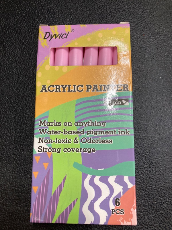 Photo 1 of Dyvicl Pink Paint Pens, Acrylic Pink Paint Markers for Rock Painting, Stone, Ceramic, Glass, Wood, Fabric, Canvas, Metal, DIY Crafts Making, 6 Pack Acrylic Paint Markers Fine Point