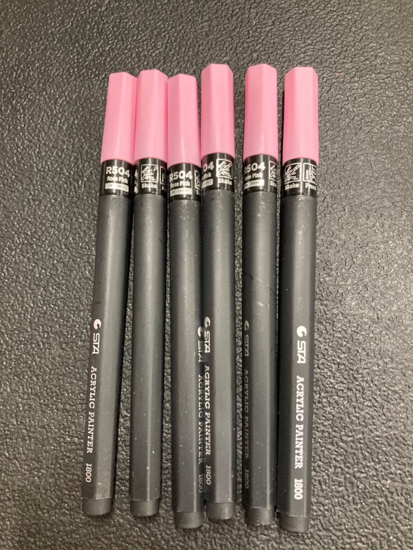 Photo 2 of Dyvicl Pink Paint Pens, Acrylic Pink Paint Markers for Rock Painting, Stone, Ceramic, Glass, Wood, Fabric, Canvas, Metal, DIY Crafts Making, 6 Pack Acrylic Paint Markers Fine Point