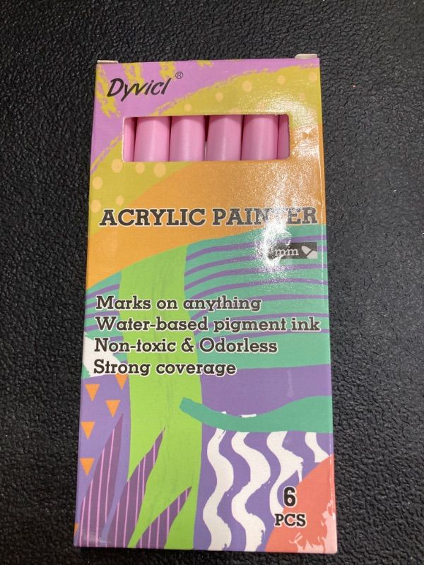 Photo 3 of Dyvicl Pink Paint Pens, Acrylic Pink Paint Markers for Rock Painting, Stone, Ceramic, Glass, Wood, Fabric, Canvas, Metal, DIY Crafts Making, 6 Pack Acrylic Paint Markers Fine Point