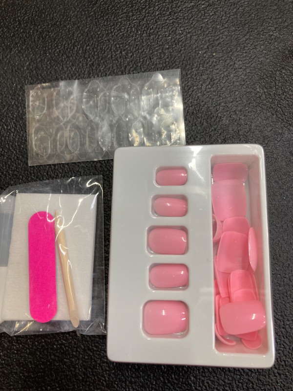 Photo 2 of  Glossy Pink Press on Nails Short, Jofay Fashion Light Pink Square Fake Nails with Glue, Reusable Acrylic False Nails, Stick on Nails for Women, Soft Gel Glue on Nails Kit, 24pcs, Pink Jelly A4.Pink jelly (PACK OF 3)