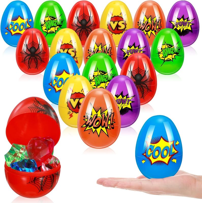 Photo 1 of Halloscume 120 Pcs Plastic Easter Eggs Plastic Printed Fillable Eggs 2.3'' Unfilled Colorful Bright Easter Eggs Bulk Empty Plastic Eggs for Egg Hunt Party Basket Stuffers Classroom Prize(Cartoon)