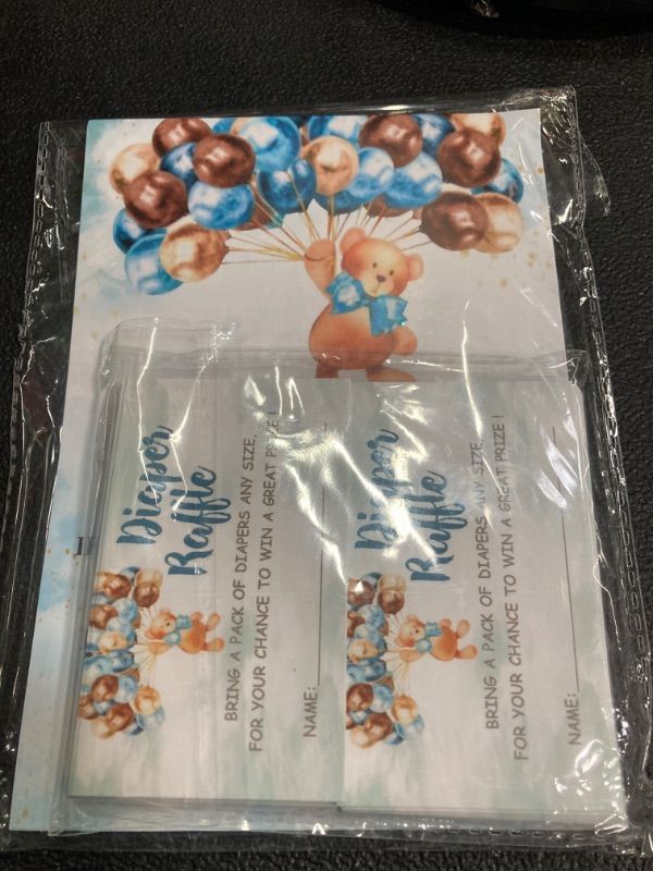 Photo 1 of Diaper Raffle Tickets For Baby Shower, Bear Balloons Themed Cards,Party Favors For Baby Showers Game Cards, 1 Sign & 50 Cards Per Pack – (bb009-niaobu)