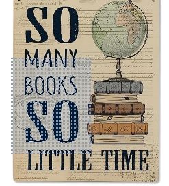 Photo 1 of 'So Many Books So Little Time' Wood Box Sign, Modern Inspirational Reading Quote, Country Farmhouse Home Décor Wall Art for Bedroom, Living Room or Office, 5" x 5". (Pack of 2)