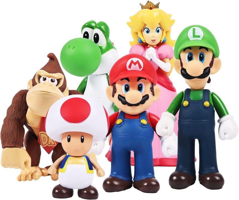 Photo 1 of 6 pcs/Set Mario Figures Toy - Mario & Luigi Figurines – Yoshi & Mario Bros Action Figures ?5 inch?