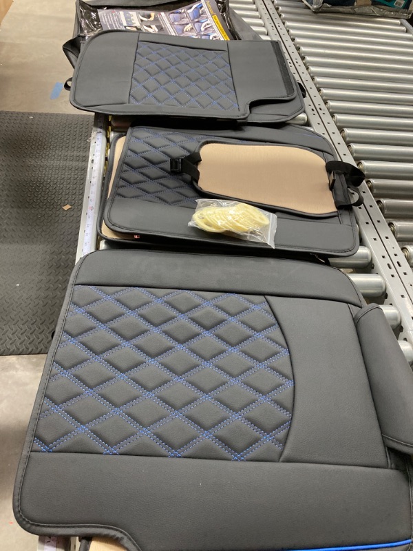 Photo 1 of Aierxuan Back Seat Covers Compatible with Chevy Silverado GMC Sierra Pickup Custom Fit 2007-2024 1500 2500HD 3500HD Crew Double Extended Cab Waterproof Leather Split Bench (Rear Seat/Blue)