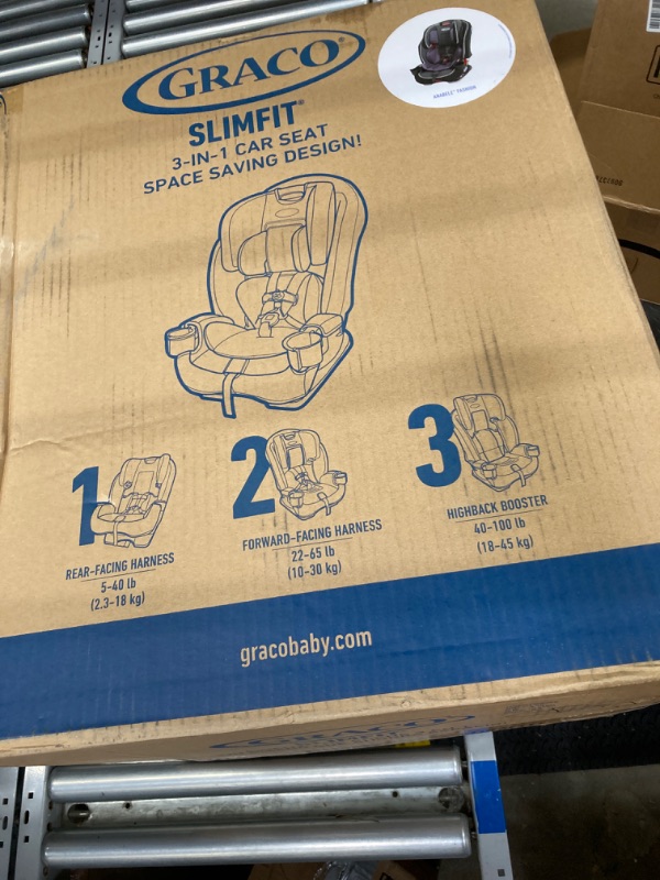 Photo 1 of Graco SlimFit 3 in 1 Car Seat, Slim & Comfy Design Saves Space in Your Back Seat, Annabelle, 1 Count (Pack of 1) SlimFit Annabelle