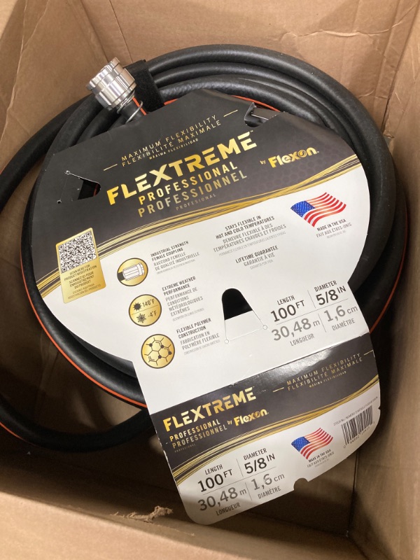 Photo 1 of Flexon FLXP58100CN Flextreme Pro Performance Rubber Garden Hose, 100 ft, Black 100 Feet
