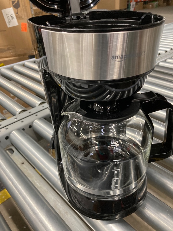 Photo 1 of Amazon Basics 12-Cup Coffee Maker with Reusable Filter, Black and Stainless Steel 12 Cup
