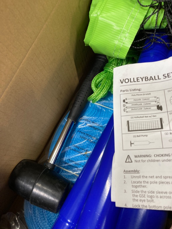 Photo 4 of **** missing volleyball and pump *****Volleyball Net Outdoor - Portable Volleyball Set for Backyard with Professional Volleyball Net, Wrap Yarn Volleyball and Pump, Boundary Line, Carry Bag Blue&Green