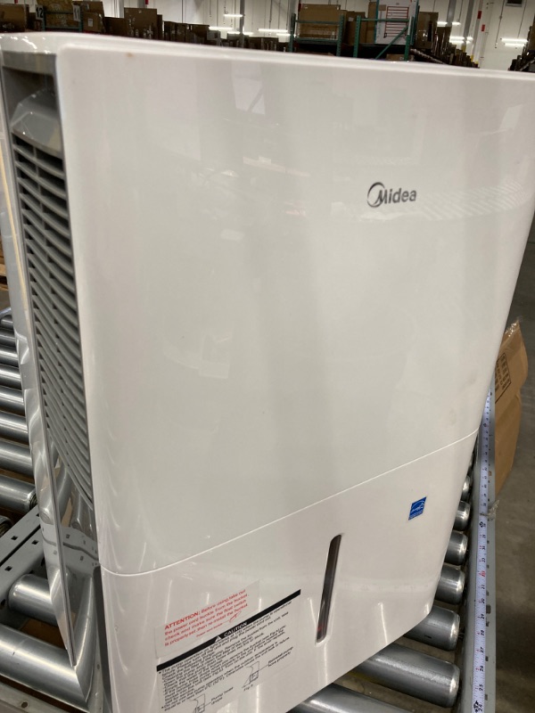 Photo 4 of ***USE FOR PARTS, DOES NOT FUNCTION*** Midea 4,500 Sq. Ft. Energy Star Certified Dehumidifier With Pump Included 50 Pint 2019 DOE (Previously 70 Pint) - Ideal For Basements, Large & Medium Sized Rooms, And Bathrooms (White) Standard 4,500 Sq. Ft. with Pum