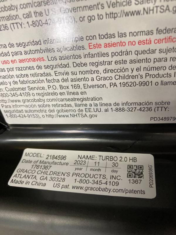 Photo 1 of Graco TurboBooster 2.0 Highback Booster Car Seat, Declan