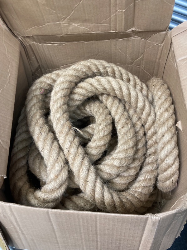 Photo 2 of Twisted Manila Rope - 2 Inch×50 Feet - Thick Hemp Rope - Natural Jute Rope for Tug of War, Decks, Nautical, Railings, Home Decorating 2 in×50 ft