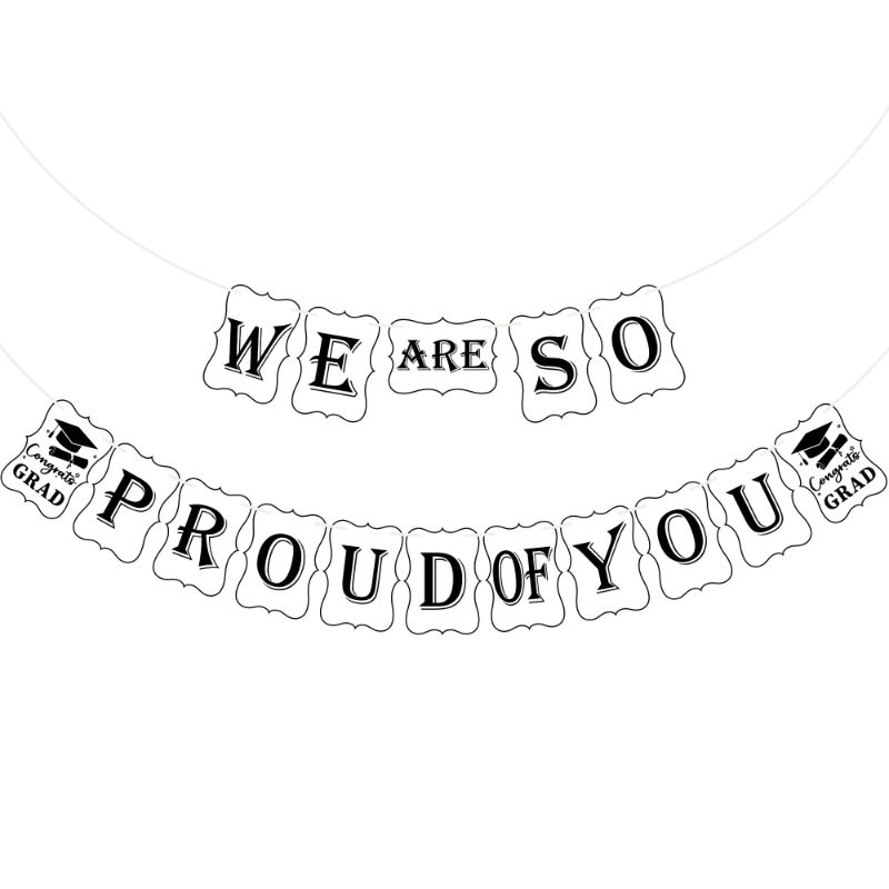 Photo 1 of *** BUNDLE X 2 ** OHOME Graduation Decorations Class of 2024 - We are So Proud of You Graduation Banner - 2024 Graduation Party Decorations - Congrats Grad Graduation Backdrop for Graduation Party Favors Supplies White